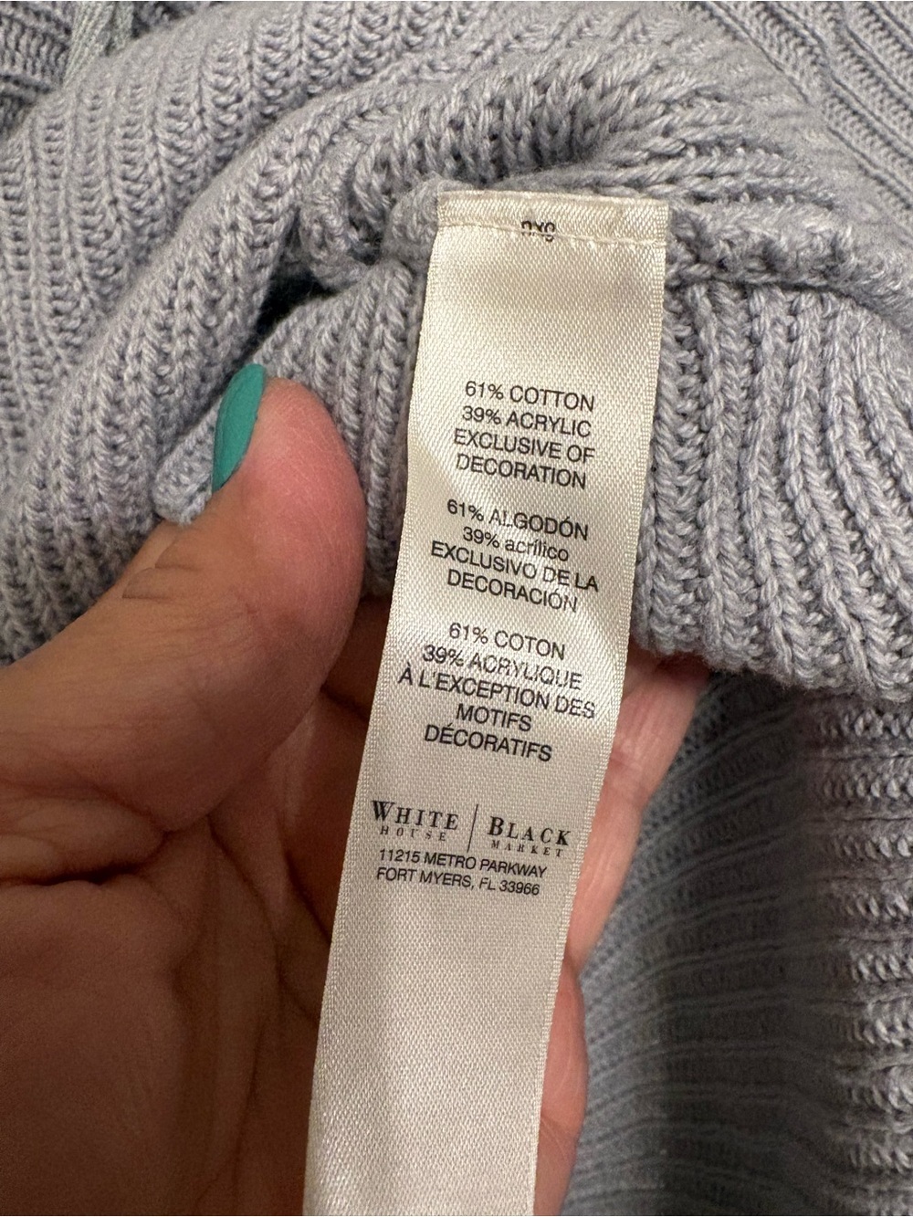 WHBM Light Gray Ribbed Knit Top - Picture 4 of 10